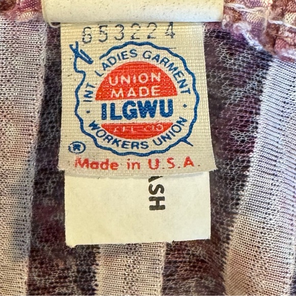 Vintage ILGWU Union Made Sheer Pleated Floral Belted Dress EUC Feminine - Picture 8 of 10